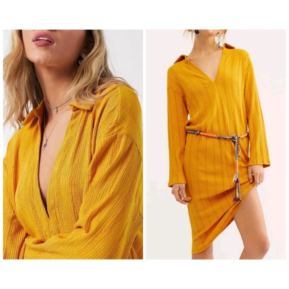 Free People Beach Palma Ribbed Aster Collar Tshirt Midi Dress - Picture 2 of 10